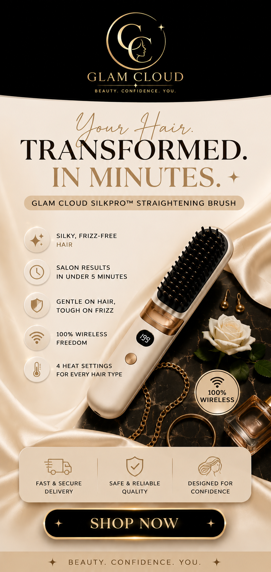 SilkPro™ Straightener Brush✨💛