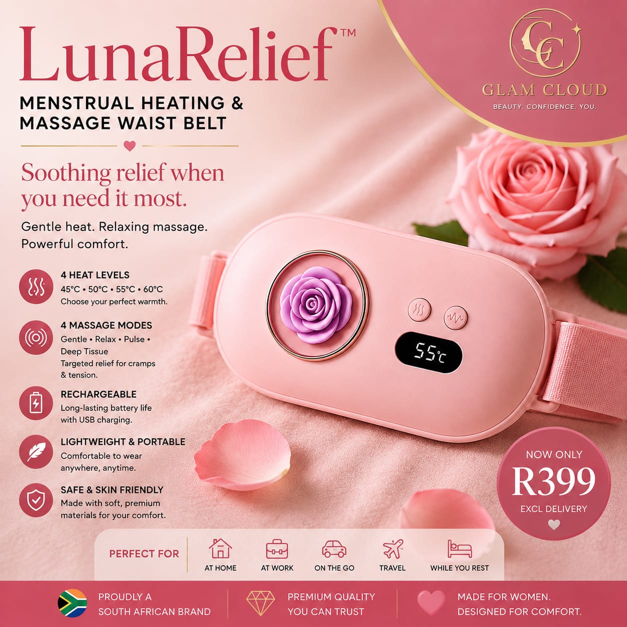 🌙 LunaRelief™ Menstrual Heating & Massage Waist Belt
